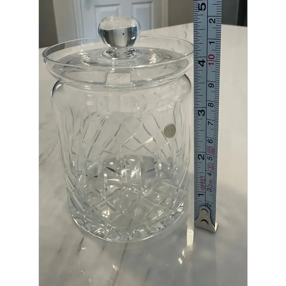 Vintage Hungarian Hand Cut Crystal Jam Honey Jar Lidded Ball Finial 4.5